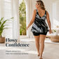 Plus Size Two Piece Tankini Set with Swim Shorts for Women