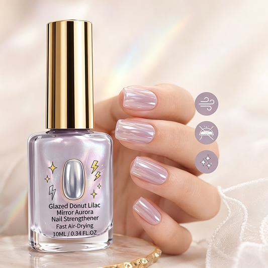 📢📢Buy 1 get 1 free !! 💅 Glossy Mirror Nail Strengthener, Keratin & Vitamins Quick‑Dry Shiny Nail Polish, Repair Damaged Nails Purple Pink Nail Care 10ML