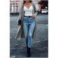 🍂Autumn Hot Sale 50% OFF💞✨Women’s Solid Long Open Front Knit Cardigan, Loose Fit Sweater Coat With Side Pockets, Autumn Casual Outerwear