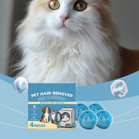 💥Limited-Time Buy 2 Get 1 Free 🐾 Reusable Pet Hair Remover Laundry Balls, 4‑Pack Washing Machine Hair Catcher