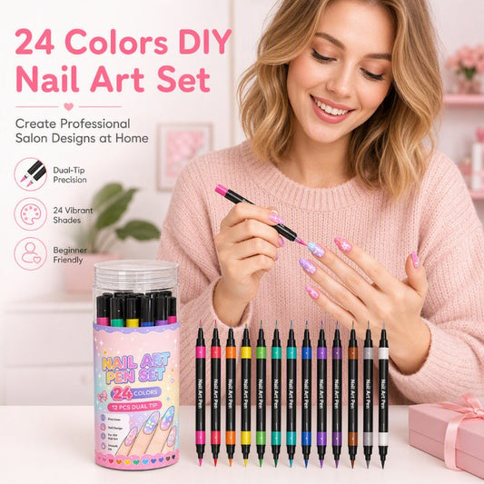 🎁Halloween Hot Sale 50% OFF🎃💅 24‑Colour Dual‑Ended Nail Art Pens ✨ DIY Salon‑Perfect Nails At Home