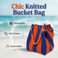 👜 Limited Time Special Price ￡8.99!!✨Boho Striped Knit Bucket Handbag for Women – Handmade Summer Beach Shoulder Bag