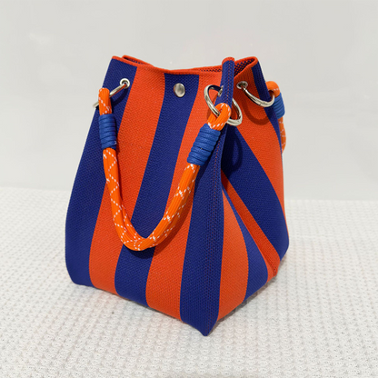 👜 Limited Time Special Price ￡8.99!!✨Boho Striped Knit Bucket Handbag for Women – Handmade Summer Beach Shoulder Bag