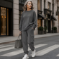 💥Limited Time 50% OFF ✨Women’s Casual Crew‑Neck Top & Multi‑Pocket Cargo Pants 2‑Piece Outfit Set