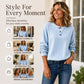 🔥60% OFF! Women's Casual Waffle Knit Sweatshirt Loose Long‑Sleeve Button Neck Pullover