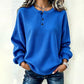 🔥60% OFF! Women's Casual Waffle Knit Sweatshirt Loose Long‑Sleeve Button Neck Pullover