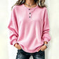 🔥60% OFF! Women's Casual Waffle Knit Sweatshirt Loose Long‑Sleeve Button Neck Pullover