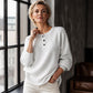 🔥60% OFF! Women's Casual Waffle Knit Sweatshirt Loose Long‑Sleeve Button Neck Pullover