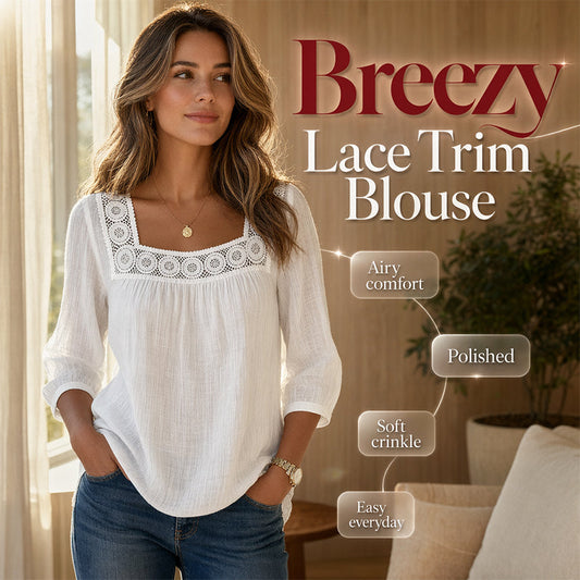 ⏳ Limitied Time UP to 60% OFF! 👚 Women’s Square‑Neck Lace Crochet Blouse