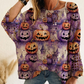 🎁Halloween Hot Sale 50% OFF🎃Women’s Halloween Pumpkin & Bat Print Batwing Open‑Knit Sweater, Loose Fit Festive Fall Pullover Top