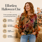 🎁Halloween Hot Sale 50% OFF🎃Women’s Halloween Pumpkin & Bat Print Batwing Open‑Knit Sweater, Loose Fit Festive Fall Pullover Top