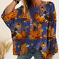 🎁Halloween Hot Sale 50% OFF🎃Women’s Halloween Pumpkin & Bat Print Batwing Open‑Knit Sweater, Loose Fit Festive Fall Pullover Top