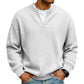 ⏳LAST DAY SALE 60% OFF !!📢Men's Waffle‑Knit Henley Long‑Sleeve Shirt, Casual Loose Fit Layered Pullover Tee For Daily Wear