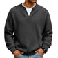 ⏳LAST DAY SALE 60% OFF !!📢Men's Waffle‑Knit Henley Long‑Sleeve Shirt, Casual Loose Fit Layered Pullover Tee For Daily Wear