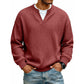 ⏳LAST DAY SALE 60% OFF !!📢Men's Waffle‑Knit Henley Long‑Sleeve Shirt, Casual Loose Fit Layered Pullover Tee For Daily Wear