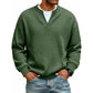 ⏳LAST DAY SALE 60% OFF !!📢Men's Waffle‑Knit Henley Long‑Sleeve Shirt, Casual Loose Fit Layered Pullover Tee For Daily Wear