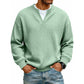 ⏳LAST DAY SALE 60% OFF !!📢Men's Waffle‑Knit Henley Long‑Sleeve Shirt, Casual Loose Fit Layered Pullover Tee For Daily Wear