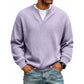 ⏳LAST DAY SALE 60% OFF !!📢Men's Waffle‑Knit Henley Long‑Sleeve Shirt, Casual Loose Fit Layered Pullover Tee For Daily Wear