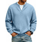 ⏳LAST DAY SALE 60% OFF !!📢Men's Waffle‑Knit Henley Long‑Sleeve Shirt, Casual Loose Fit Layered Pullover Tee For Daily Wear