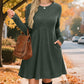 🍂 Limitied-Time 50% OFF 👚 Women's Ribbed Knit Long‑Sleeve A‑Line Midi Dress, Casual Loose Swing Fall Winter Dress