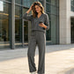 🍂Autumn Hot Sale 71% OFF 👗✨Women's Casual V-Neck Top & Wide-Leg Pants