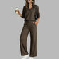 🍂Autumn Hot Sale 71% OFF 👗✨Women's Casual V-Neck Top & Wide-Leg Pants