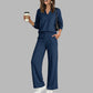 🍂Autumn Hot Sale 71% OFF 👗✨Women's Casual V-Neck Top & Wide-Leg Pants