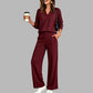 🍂Autumn Hot Sale 71% OFF 👗✨Women's Casual V-Neck Top & Wide-Leg Pants