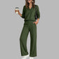 🍂Autumn Hot Sale 71% OFF 👗✨Women's Casual V-Neck Top & Wide-Leg Pants