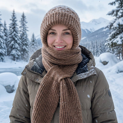 ❄️ Early Winter Hot Sale 60% OFF🧣 Women's Integrated Plush Knitted Hooded Scarf