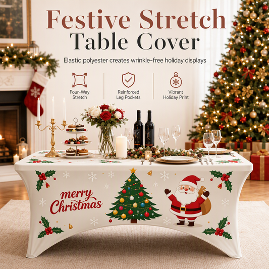 🔥 Early Christmas Sale 50%OFF 🎅 Christmas Stretch Tablecloth | Transform Your Party Table In Seconds 🎄