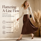 👗LAST DAY SALE 60% OFF !!📢🍁 Women's High Waist Polka Dot Pleated Midi Skirt, Vintage Dots A Line Flowy Long Skirt, Elegant Office Casual Maxi Skirt
