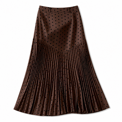 👗LAST DAY SALE 60% OFF !!📢🍁 Women's High Waist Polka Dot Pleated Midi Skirt, Vintage Dots A Line Flowy Long Skirt, Elegant Office Casual Maxi Skirt