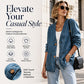 🎉This Week's Special Sales 50% OFF💖Women's Casual V-Neck Denim Cardigan, Loose Long Sleeve Open Front Jean Jacket With Button & Pockets, Versatile Daily Outerwear