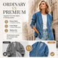 🎉This Week's Special Sales 50% OFF💖Women's Casual V-Neck Denim Cardigan, Loose Long Sleeve Open Front Jean Jacket With Button & Pockets, Versatile Daily Outerwear