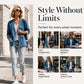 🎉This Week's Special Sales 50% OFF💖Women's Casual V-Neck Denim Cardigan, Loose Long Sleeve Open Front Jean Jacket With Button & Pockets, Versatile Daily Outerwear