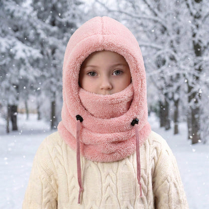 🖤Black Friday Hot Sale 50% OFF♟️Kids Fleece Balaclava Hat, Windproof Thermal One Piece Hood Scarf, Adjustable Drawstring Full Face Neck Warmer for Boys Girls, Winter Outdoor Ski Cycling Hat