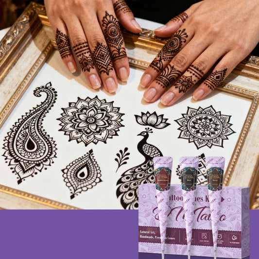 ⏳LAST DAY SALE 60% OFF !!📢Complete 3-Color Henna Tattoo Kit