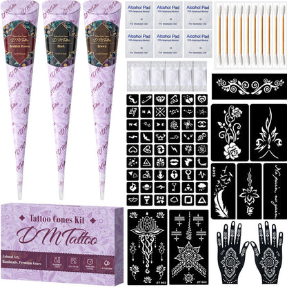 ⏳LAST DAY SALE 60% OFF !!📢Complete 3-Color Henna Tattoo Kit