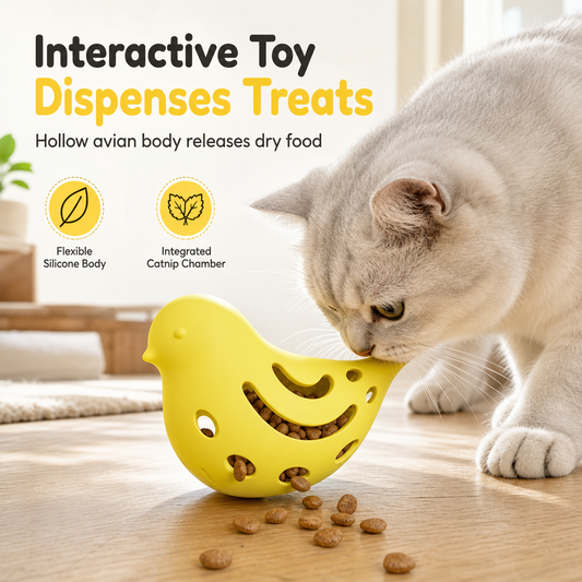 🎁Halloween Hot Sale 50% OFF🎃 Bird-Shaped Pet Treat Dispenser Interactive Slow Feeding Puzzle Toy for Indoor Cats, Boredom Relief Pet Food Toy🐦