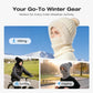 🎉This Week's Special Sales - 60% OFF✨Women 3-in-1 Knitted Balaclava Hat, Fleece Lined Warm Hood Beanie with Scarf & Face Mask, Pom Pom Winter Hat for Outdoor Skiing🧣