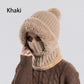 🎉This Week's Special Sales - 60% OFF✨Women 3-in-1 Knitted Balaclava Hat, Fleece Lined Warm Hood Beanie with Scarf & Face Mask, Pom Pom Winter Hat for Outdoor Skiing🧣