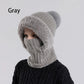 🎉This Week's Special Sales - 60% OFF✨Women 3-in-1 Knitted Balaclava Hat, Fleece Lined Warm Hood Beanie with Scarf & Face Mask, Pom Pom Winter Hat for Outdoor Skiing🧣