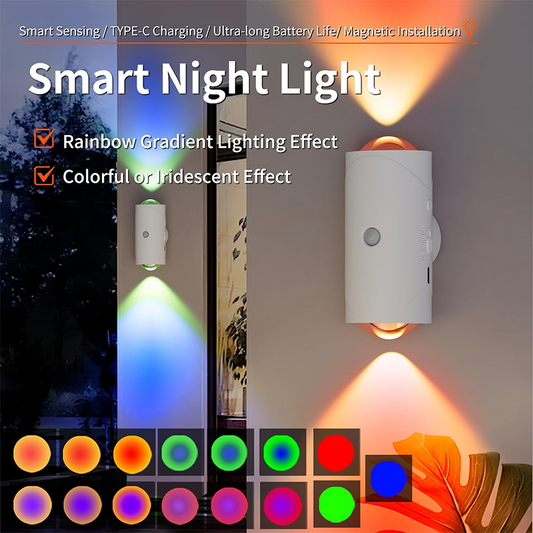 🎁Halloween Hot Sale 50% OFF🎃Auto Motion Sensing Color Changing Night Light, RGB Multicolor Wall Mount LED Atmosphere Lamp🌈💡