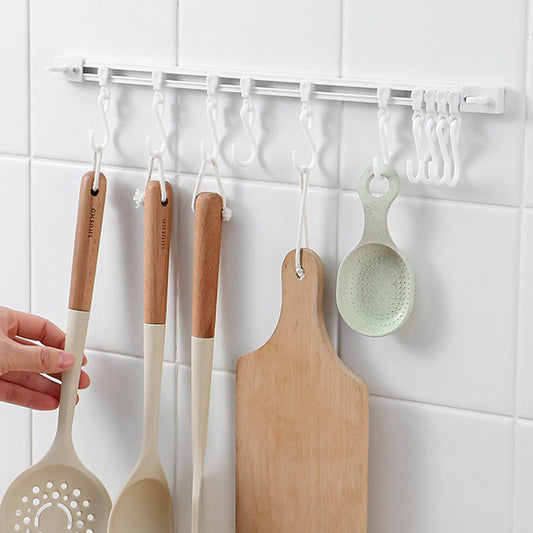 🖤Black Friday Hot Sale 50% OFF♟️Punch-Free Sliding Track Hooks, Wall/Ceiling/Clamp Mount, Slidable Hanging Hooks for Utensils, Hats, Bags🗜️