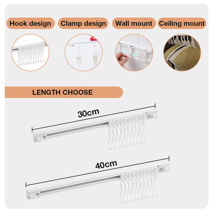 🖤Black Friday Hot Sale 50% OFF♟️Punch-Free Sliding Track Hooks, Wall/Ceiling/Clamp Mount, Slidable Hanging Hooks for Utensils, Hats, Bags🗜️