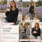 ⏳Limited-Time 50% OFF!!🔥Women’s Plus‑Size V‑Neck Pullover Top — Soft Brushed Ribbed‑Knit | Loose Curve‑Flattering Fit