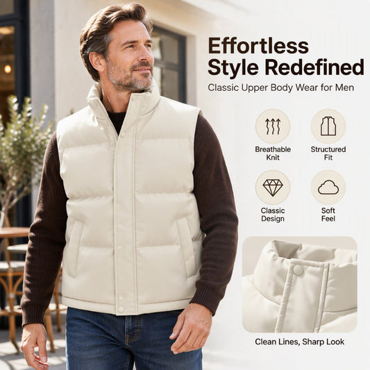 🎉This Week's Special Sales - 60% OFF✨Men's Stand Collar Padded Gilet, Windproof Thermal Sleeveless Winter Vest, Warm Outerwear