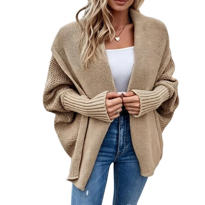 🖤Black Friday Hot Sale 50% OFF♟️Women's Oversized Batwing Sleeve Chunky Knit Cardigan, Shawl Collar Open Front Loose Knitted Sweater Coat for Autumn Winter🧥
