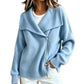 🍂Autumn Hot Sale 60% OFF🔥Women’s Asymmetric Zip Up Sweater Jacket, Chic Knit Cardigan with Drape Collar, Casual Loose Fit Outerwear🧥